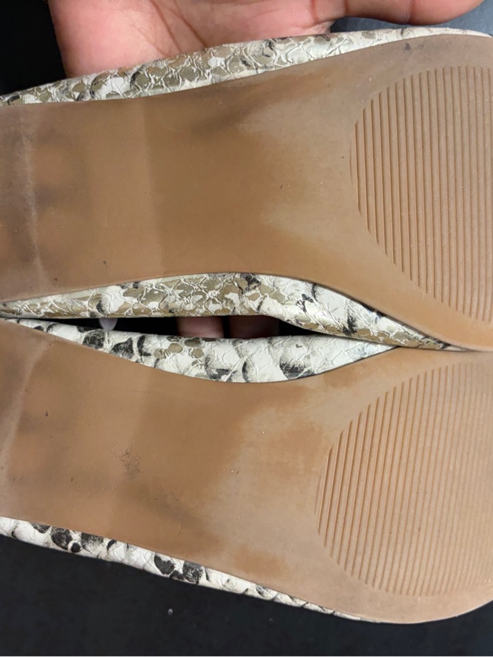 Steve Madden Beige Snake-Print Ballet Flats - Picture 6 of 9